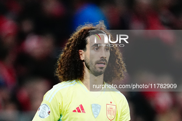 Marc Cucurella of Spain  looks on during the Nations League Round 5 match between Denmark against Spain at Parken, Copenhagen, Denmark on No...