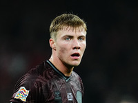 Rasmus Hoejlund of Denmark  looks on during the Nations League Round 5 match between Denmark against Spain at Parken, Copenhagen, Denmark on...