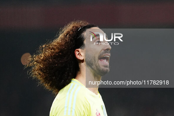 Marc Cucurella of Spain  gestures during the Nations League Round 5 match between Denmark against Spain at Parken, Copenhagen, Denmark on No...