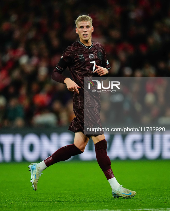 Albert Groenbaek of Denmark  looks on during the Nations League Round 5 match between Denmark against Spain at Parken, Copenhagen, Denmark o...