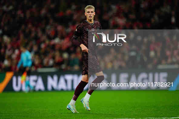 Albert Groenbaek of Denmark  looks on during the Nations League Round 5 match between Denmark against Spain at Parken, Copenhagen, Denmark o...