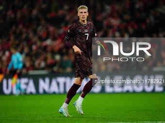 Albert Groenbaek of Denmark  looks on during the Nations League Round 5 match between Denmark against Spain at Parken, Copenhagen, Denmark o...