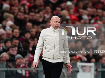 /dna#4/  looks on during the Nations League Round 5 match between Denmark against Spain at Parken, Copenhagen, Denmark on November 15, 2024....