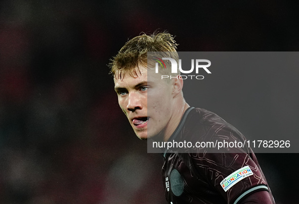 Rasmus Hoejlund of Denmark  looks on during the Nations League Round 5 match between Denmark against Spain at Parken, Copenhagen, Denmark on...