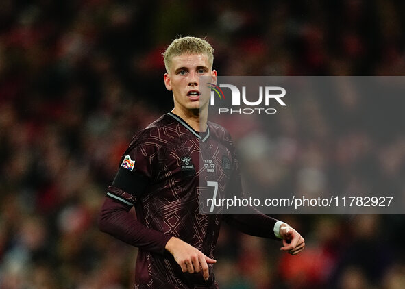 Albert Groenbaek of Denmark  looks on during the Nations League Round 5 match between Denmark against Spain at Parken, Copenhagen, Denmark o...