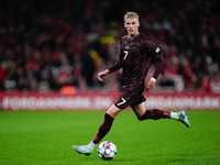 Albert Groenbaek of Denmark  controls the ball during the Nations League Round 5 match between Denmark against Spain at Parken, Copenhagen,...