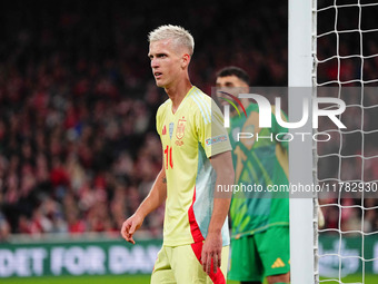 Dani Olmo of Spain  looks on during the Nations League Round 5 match between Denmark against Spain at Parken, Copenhagen, Denmark on Novembe...