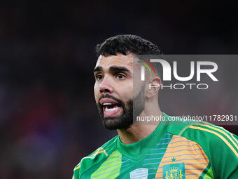 David Raya of Spain  looks on during the Nations League Round 5 match between Denmark against Spain at Parken, Copenhagen, Denmark on Novemb...