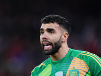 David Raya of Spain  looks on during the Nations League Round 5 match between Denmark against Spain at Parken, Copenhagen, Denmark on Novemb...