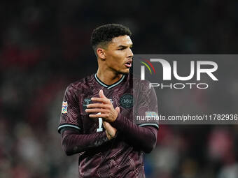 Alexander Bah of Denmark  looks on during the Nations League Round 5 match between Denmark against Spain at Parken, Copenhagen, Denmark on N...