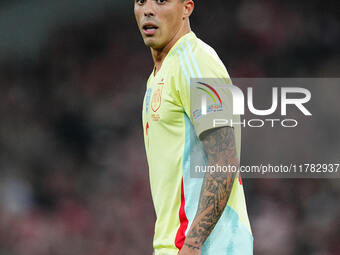 Pedro Porro of Spain  looks on during the Nations League Round 5 match between Denmark against Spain at Parken, Copenhagen, Denmark on Novem...