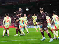 Morten Hjulmand of Denmark  heads during the Nations League Round 5 match between Denmark against Spain at Parken, Copenhagen, Denmark on No...