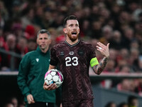 Pierre-Emile Hoejbjerg of Denmark  controls the ball during the Nations League Round 5 match between Denmark against Spain at Parken, Copenh...