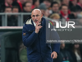 Luis de la Fuente of Spain  gestures during the Nations League Round 5 match between Denmark against Spain at Parken, Copenhagen, Denmark on...