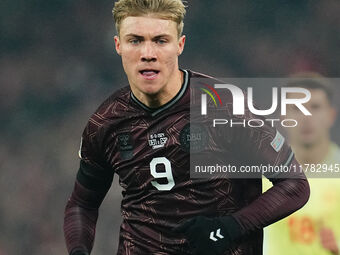 Rasmus Hoejlund of Denmark  looks on during the Nations League Round 5 match between Denmark against Spain at Parken, Copenhagen, Denmark on...