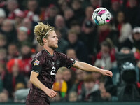 Morten Hjulmand of Denmark  controls the ball during the Nations League Round 5 match between Denmark against Spain at Parken, Copenhagen, D...