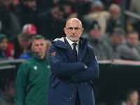 Luis de la Fuente of Spain  gestures during the Nations League Round 5 match between Denmark against Spain at Parken, Copenhagen, Denmark on...