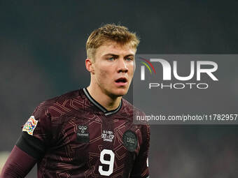 Rasmus Hoejlund of Denmark  looks on during the Nations League Round 5 match between Denmark against Spain at Parken, Copenhagen, Denmark on...