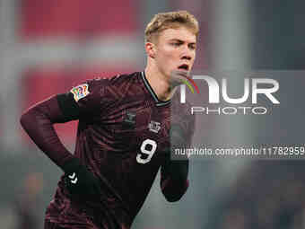 Rasmus Hoejlund of Denmark  looks on during the Nations League Round 5 match between Denmark against Spain at Parken, Copenhagen, Denmark on...