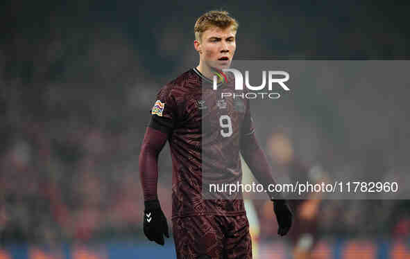 Rasmus Hoejlund of Denmark  looks on during the Nations League Round 5 match between Denmark against Spain at Parken, Copenhagen, Denmark on...