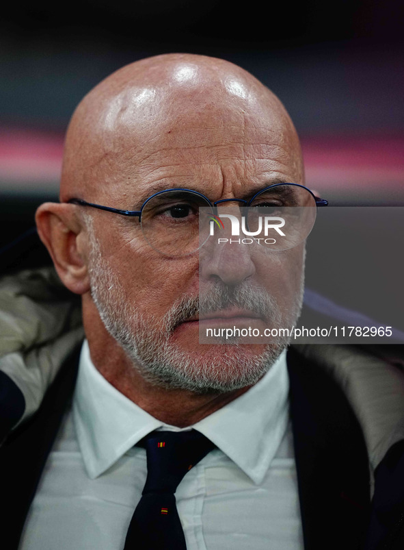 Luis de la Fuente of Spain  looks on during the Nations League Round 5 match between Denmark against Spain at Parken, Copenhagen, Denmark on...