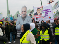 Thousands of Kurds demonstrate for the release of Kurdish leader Abdullah Ocalan in Cologne, Germany, on November 16, 2024. (