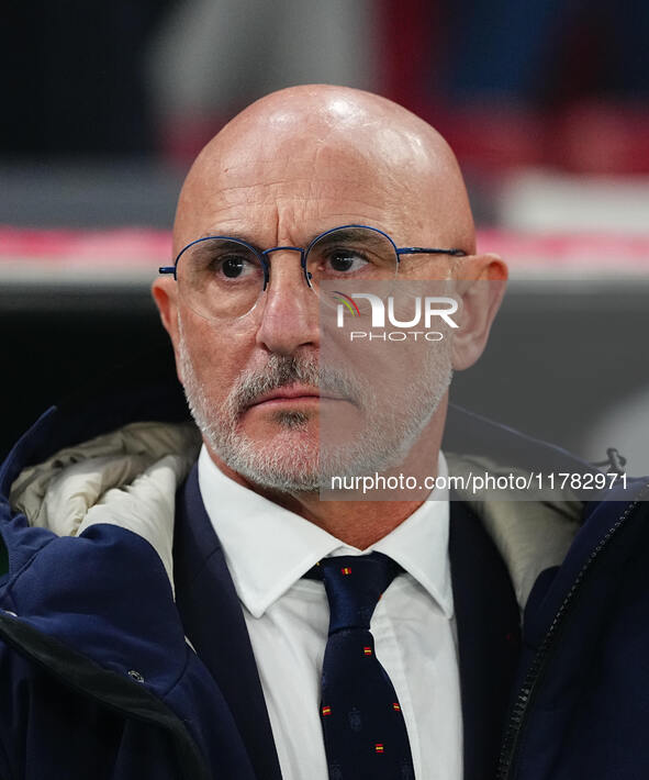 Luis de la Fuente of Spain  looks on during the Nations League Round 5 match between Denmark against Spain at Parken, Copenhagen, Denmark on...