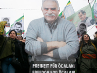 Thousands of Kurds demonstrate for the release of Kurdish leader Abdullah Ocalan in Cologne, Germany, on November 16, 2024. (