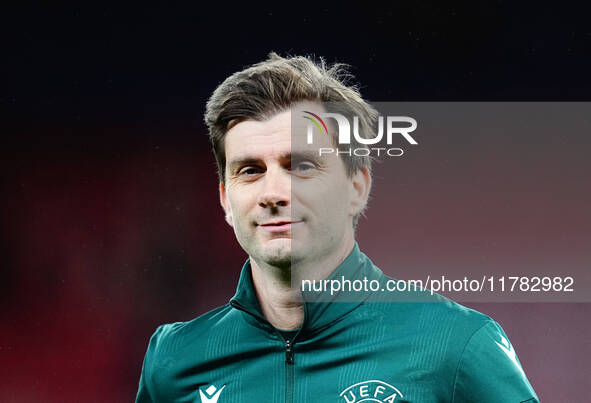 Grega Kordez, assistant referee from Slovenia  looks on during the Nations League Round 5 match between Denmark against Spain at Parken, Cop...