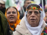 Thousands of Kurds demonstrate for the release of Kurdish leader Abdullah Ocalan in Cologne, Germany, on November 16, 2024. (