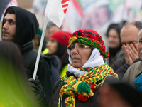 Thousands of Kurds demonstrate for the release of Kurdish leader Abdullah Ocalan in Cologne, Germany, on November 16, 2024. (