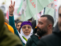 Thousands of Kurds demonstrate for the release of Kurdish leader Abdullah Ocalan in Cologne, Germany, on November 16, 2024. (