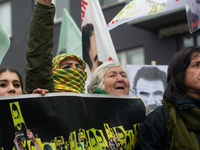 Thousands of Kurds demonstrate for the release of Kurdish leader Abdullah Ocalan in Cologne, Germany, on November 16, 2024. (