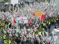 Thousands of Kurds demonstrate for the release of Kurdish leader Abdullah Ocalan in Cologne, Germany, on November 16, 2024. (