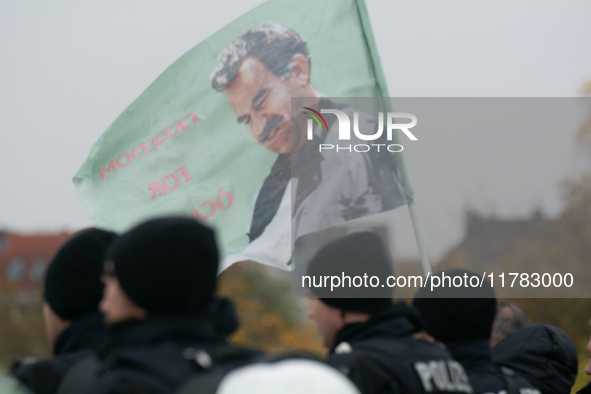 Thousands of Kurds demonstrate for the release of Kurdish leader Abdullah Ocalan in Cologne, Germany, on November 16, 2024. 