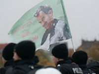 Thousands of Kurds demonstrate for the release of Kurdish leader Abdullah Ocalan in Cologne, Germany, on November 16, 2024. (