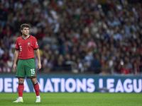 Joao Neves of Portugal reacts during the UEFA Nations League 2024/25 League A Group A1 match between Portugal and Poland at Estadio Do Draga...