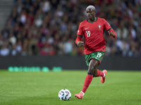 Nuno Mendes of Portugal plays during the UEFA Nations League 2024/25 League A Group A1 match between Portugal and Poland at Estadio Do Draga...