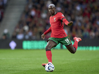 Nuno Mendes of Portugal plays during the UEFA Nations League 2024/25 League A Group A1 match between Portugal and Poland at Estadio Do Draga...