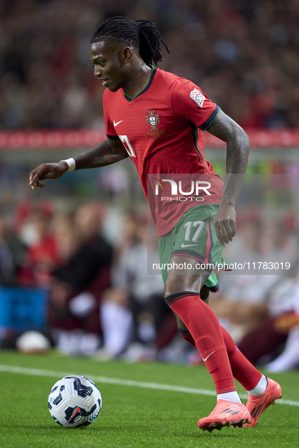 Rafael Leao of Portugal is in action during the UEFA Nations League 2024/25 League A Group A1 match between Portugal and Poland at Estadio D...