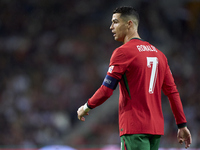 Cristiano Ronaldo of Portugal looks on during the UEFA Nations League 2024/25 League A Group A1 match between Portugal and Poland at Estadio...