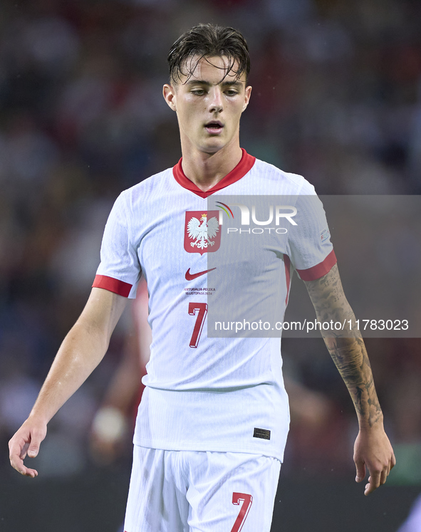 Kacper Urbanski of Poland looks on during the UEFA Nations League 2024/25 League A Group A1 match between Portugal and Poland at Estadio Do...