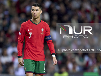 Cristiano Ronaldo of Portugal looks on during the UEFA Nations League 2024/25 League A Group A1 match between Portugal and Poland at Estadio...