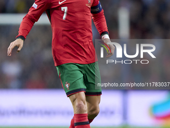 Cristiano Ronaldo of Portugal is in action during the UEFA Nations League 2024/25 League A Group A1 match between Portugal and Poland at Est...