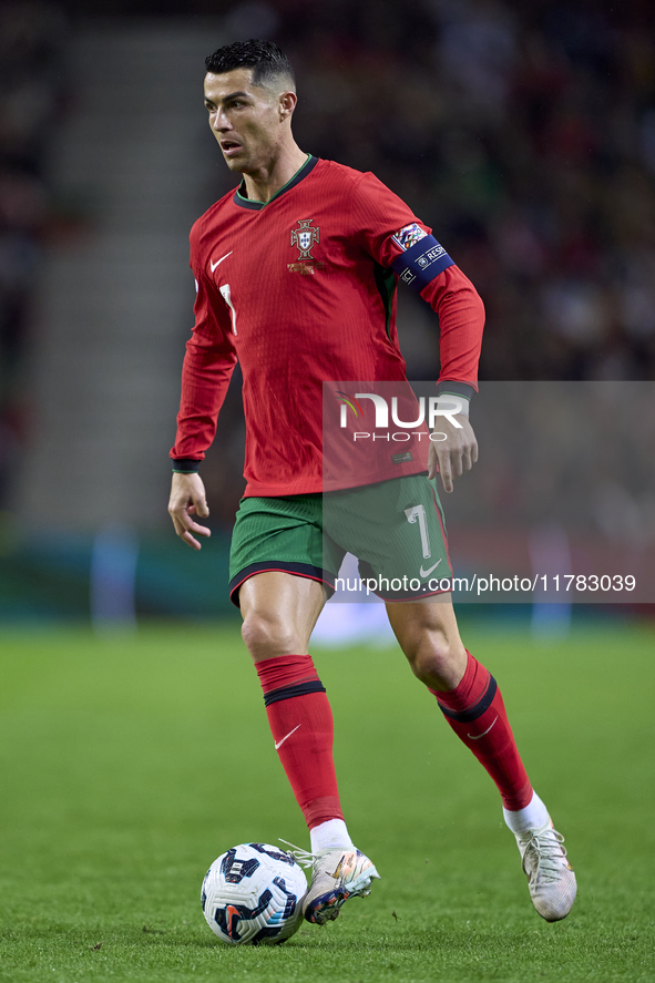 Cristiano Ronaldo of Portugal is in action during the UEFA Nations League 2024/25 League A Group A1 match between Portugal and Poland at Est...