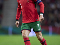 Cristiano Ronaldo of Portugal is in action during the UEFA Nations League 2024/25 League A Group A1 match between Portugal and Poland at Est...