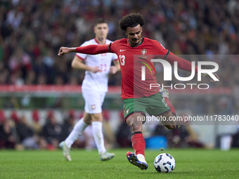 Renato Veiga of Portugal shoots on goal during the UEFA Nations League 2024/25 League A Group A1 match between Portugal and Poland at Estadi...