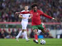 Renato Veiga of Portugal shoots on goal during the UEFA Nations League 2024/25 League A Group A1 match between Portugal and Poland at Estadi...