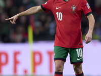 Bernardo Silva of Portugal reacts during the UEFA Nations League 2024/25 League A Group A1 match between Portugal and Poland at Estadio Do D...