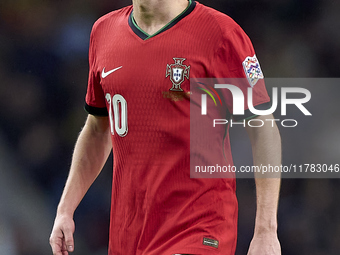 Bernardo Silva of Portugal reacts during the UEFA Nations League 2024/25 League A Group A1 match between Portugal and Poland at Estadio Do D...